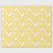 エレガントでガーリーで黄色い花パターンモノグラム ラッピングペーパー (フラット)