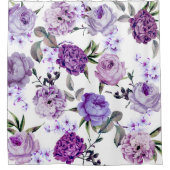 エレガントでガーリーなすみれ色の薄紫の紫色の花 シャワーカーテン (正面)