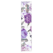 エレガントでガーリーなすみれ色の薄紫の紫色の花 ショートテーブルランナー (正面)