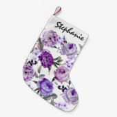 エレガントでガーリーなすみれ色の薄紫の紫色の花 スモールクリスマスストッキング (正面 (吊り時))