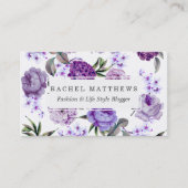 エレガントでガーリーなすみれ色の薄紫の紫色の花 名刺 (正面)