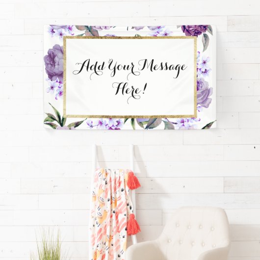 エレガントでガーリーなすみれ色の薄紫の紫色の花 横断幕 (インサイチュ)