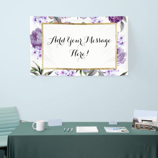エレガントでガーリーなすみれ色の薄紫の紫色の花 横断幕 (トレードショー)