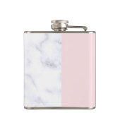 エレガントでガーリーなばら色の金ゴールドのグリッターのやし白の大理石 フラスク (裏面)