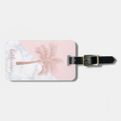 エレガントでガーリーなばら色の金ゴールドのグリッターのやし白の大理石 ラゲッジタグ (正面横)