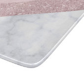 エレガントでガーリーなばら色の金ゴールドのグリッターの白い大理石のピンク カッティングボード (角)
