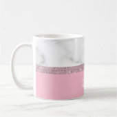 エレガントでガーリーなばら色の金ゴールドのグリッターの白い大理石のピンク コーヒーマグカップ (左)