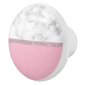 エレガントでガーリーなばら色の金ゴールドのグリッターの白い大理石のピンク セラミックノブ (右)