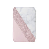 エレガントでガーリーなばら色の金ゴールドのグリッターの白い大理石のピンク バスマット (正面縦)