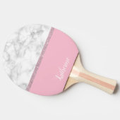エレガントでガーリーなばら色の金ゴールドのグリッターの白い大理石のピンク 卓球ラケット (横)