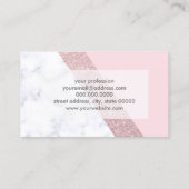 エレガントでガーリーなばら色の金ゴールドのグリッターの白い大理石のピンク 名刺 (裏面)