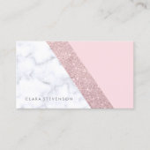 エレガントでガーリーなばら色の金ゴールドのグリッターの白い大理石のピンク 名刺 (正面)