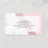 エレガントでガーリーなばら色の金ゴールドのグリッターの白い大理石のピンク 名刺 (裏面)