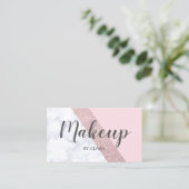 エレガントでガーリーなばら色の金ゴールドのグリッターの白い大理石のピンク 名刺 (スタンド正面)