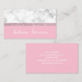 エレガントでガーリーなばら色の金ゴールドのグリッターの白い大理石のピンク 名刺 (正面/裏面)