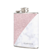 エレガントでガーリーなばら色の金ゴールドのグリッターの白の大理石 フラスク (左)