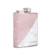 エレガントでガーリーなばら色の金ゴールドのグリッターの白の大理石 フラスク (右)