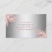 エレガントでガーリーなばら色の金ゴールドのグリッターの銀のやし化粧 名刺 (裏面)