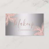 エレガントでガーリーなばら色の金ゴールドのグリッターの銀のやし化粧 名刺 (正面)