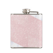 エレガントでガーリーなばら色の金ゴールドのグリッター及び白い大理石 フラスク (裏面)