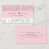 エレガントでガーリーなばら色の金ゴールドのグリッター及び白い大理石 名刺 (正面/裏面)