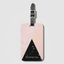 エレガントでガーリーなばら色の金ゴールドのグリッター及び背部大理石 ラゲッジタグ