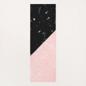 エレガントでガーリーなばら色の金ゴールドのグリッター及び黒い大理石 ヨガマット (裏面)