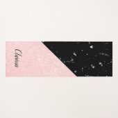 エレガントでガーリーなばら色の金ゴールドのグリッター及び黒い大理石 ヨガマット (正面(横))