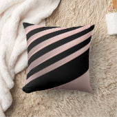 エレガントでガーリーな抽象芸術のばら色の金ゴールド、黒及びピンク クッション (ブランケット)