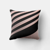 エレガントでガーリーな抽象芸術のばら色の金ゴールド、黒及びピンク クッション (裏面)