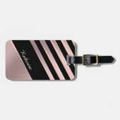 エレガントでガーリーな抽象芸術のばら色の金ゴールド、黒及びピンク ラゲッジタグ (正面横)