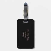 エレガントでガーリーな抽象芸術のばら色の金ゴールド、黒及びピンク ラゲッジタグ (裏面縦)