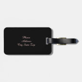 エレガントでガーリーな抽象芸術のばら色の金ゴールド、黒及びピンク ラゲッジタグ (裏面横)