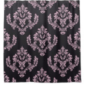 エレガントでガーリーな灰色のピンクの大きくはっきりしたなダマスク織パターン シャワーカーテン (正面)