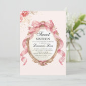 エレガントでキュートなパーティーフラワーバースデー スイートシックスティーン 招待状 (スタンド正面)