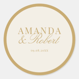 エレガントでクラシカルなアイボリーとゴールドの結婚式 ラウンドシール
