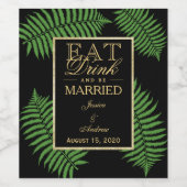 エレガントでクラシカルなシダの結婚式 ワインラベル (シングルラベル)
