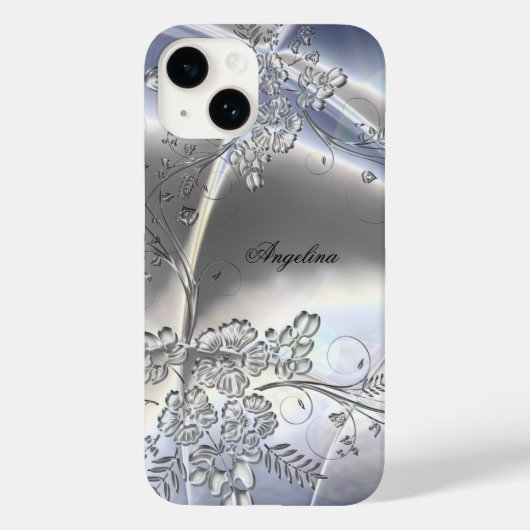 エレガントでクラシカルなシルバーメタルの花柄デザイン Case-Mate iPhoneケース (裏面)