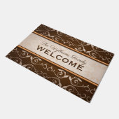 エレガントでクラシカルな華麗さのブラウンベージュ色モノグラム ドアマット (アングル)
