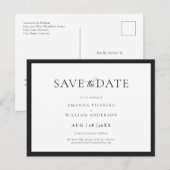 エレガントでクラシカルな黒と白のSave the Date ポストカード (正面/裏面)