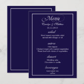 エレガントでクラシックなシンプルネイビーブルーの結婚式メニュー メニュー (正面/裏面)