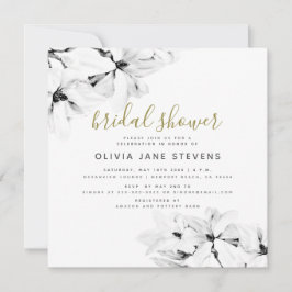 エレガントでクラシックなチックな花のマグノリアの花のブライダルシャワー 招待状