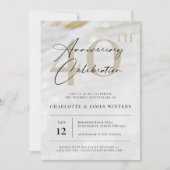 エレガントでクラシックなパールテクスチャー 40周年記念 招待状 (正面)