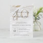 エレガントでクラシックなパールテクスチャー 40周年記念 招待状 (スタンド正面)