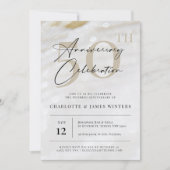 エレガントでクラシックなパールテクスチャー 50周年記念 招待状 (正面)