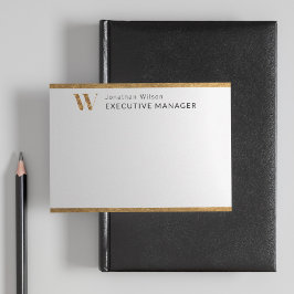 エレガントでクラシックなホワイト＆ゴールドのモノグラム ノートカード