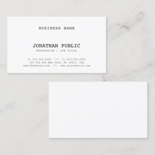 エレガントでクラシックな一見のデザインのシンプルで明白なヴィンテージ 名刺 (正面/裏面)