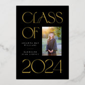 エレガントでクラシックな卒業フォイル発表 箔招待状 (正面)