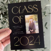 エレガントでクラシックな卒業フォイル発表 箔招待状