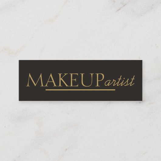 エレガントでクールでスタイリッシュな灰色の金ゴールドのメーキャップアーティスト スキニー名刺 (正面)